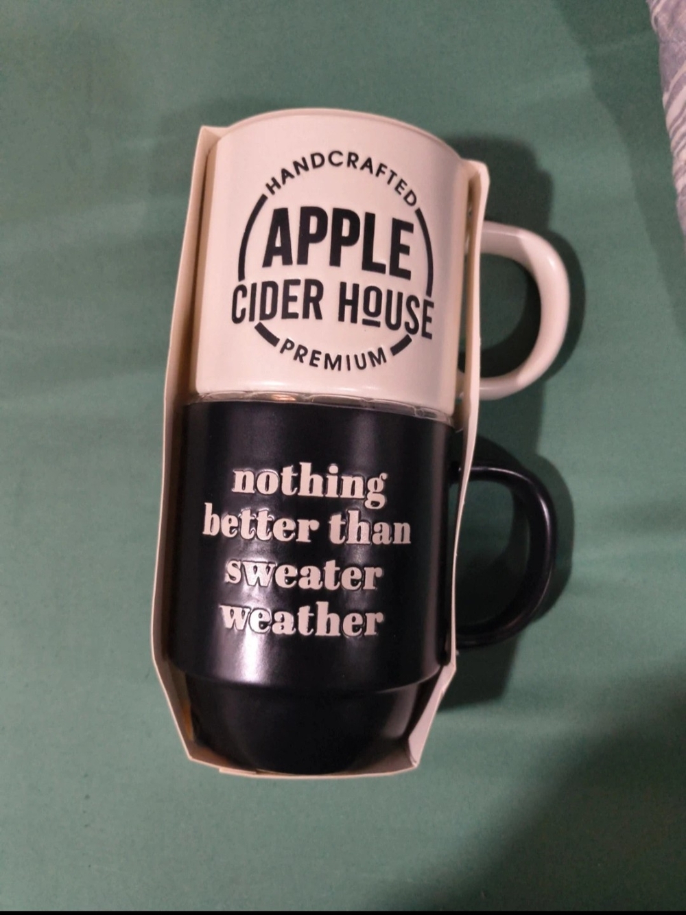 Target Apple Cider House Stackable Mugs - Cream & Black